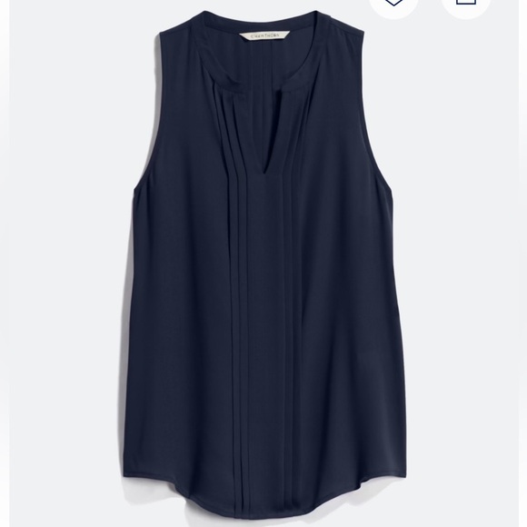 41‎ Hawthorn | Breyson Pleat Detail Split Neck Blouse | Navy | Petite Large - Picture 1 of 12